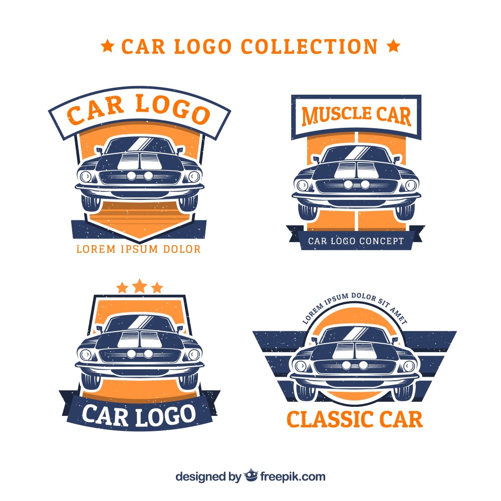 Blue and orange car logo collection