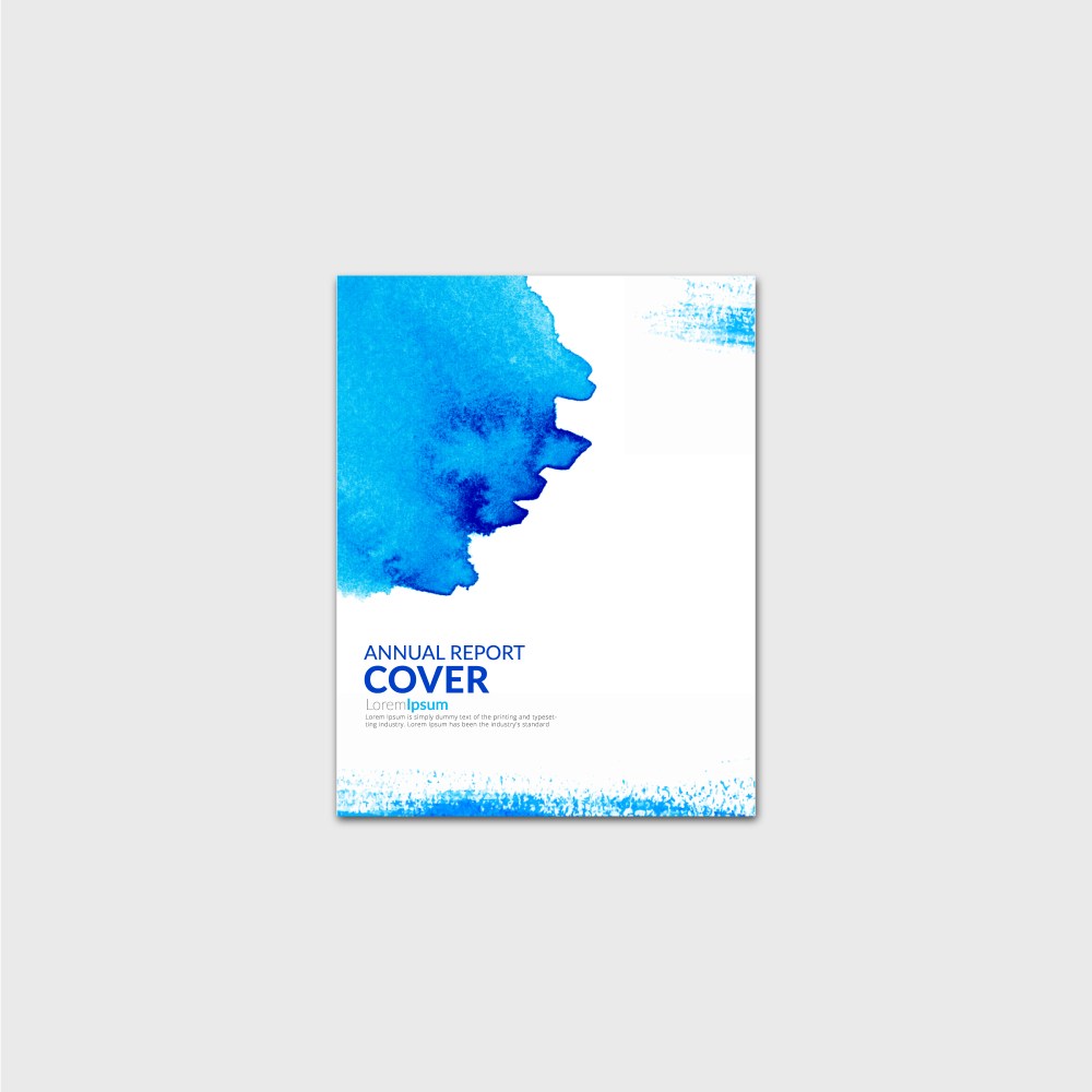Blue annual report cover vector template