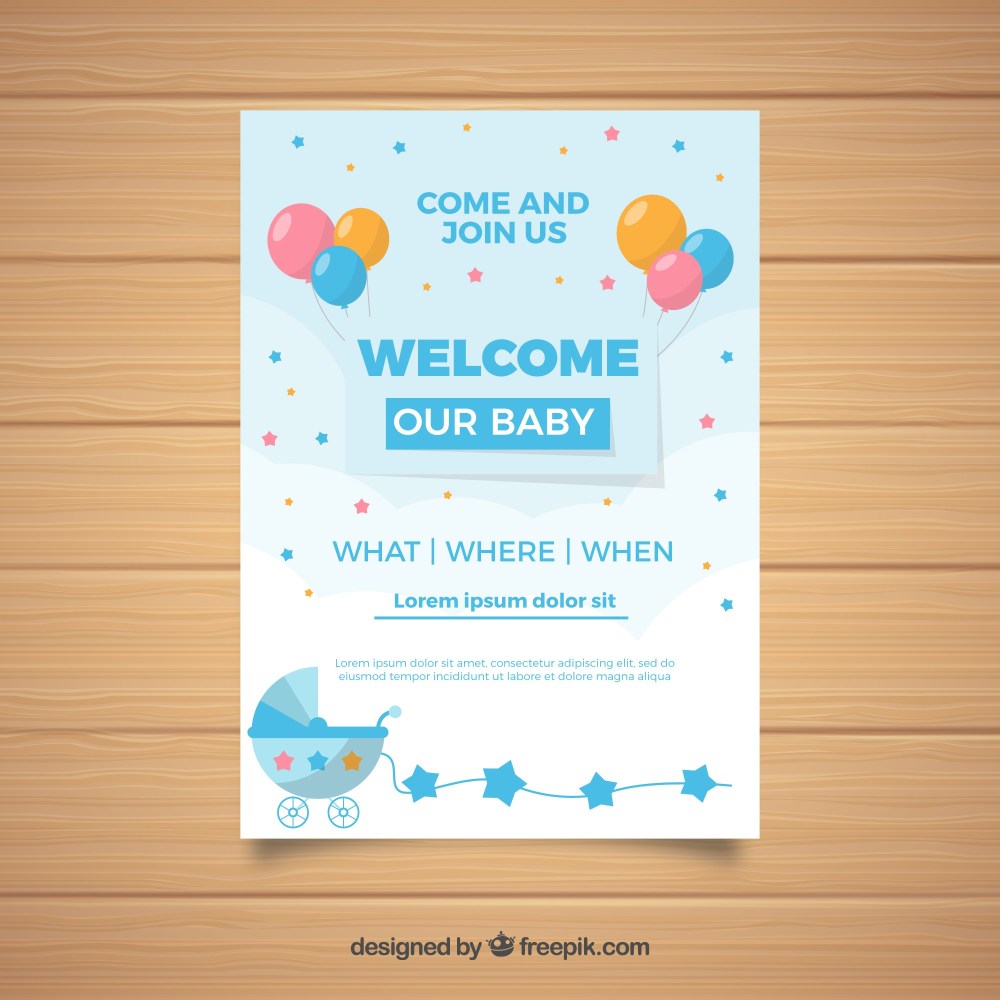 Blue baby shower template