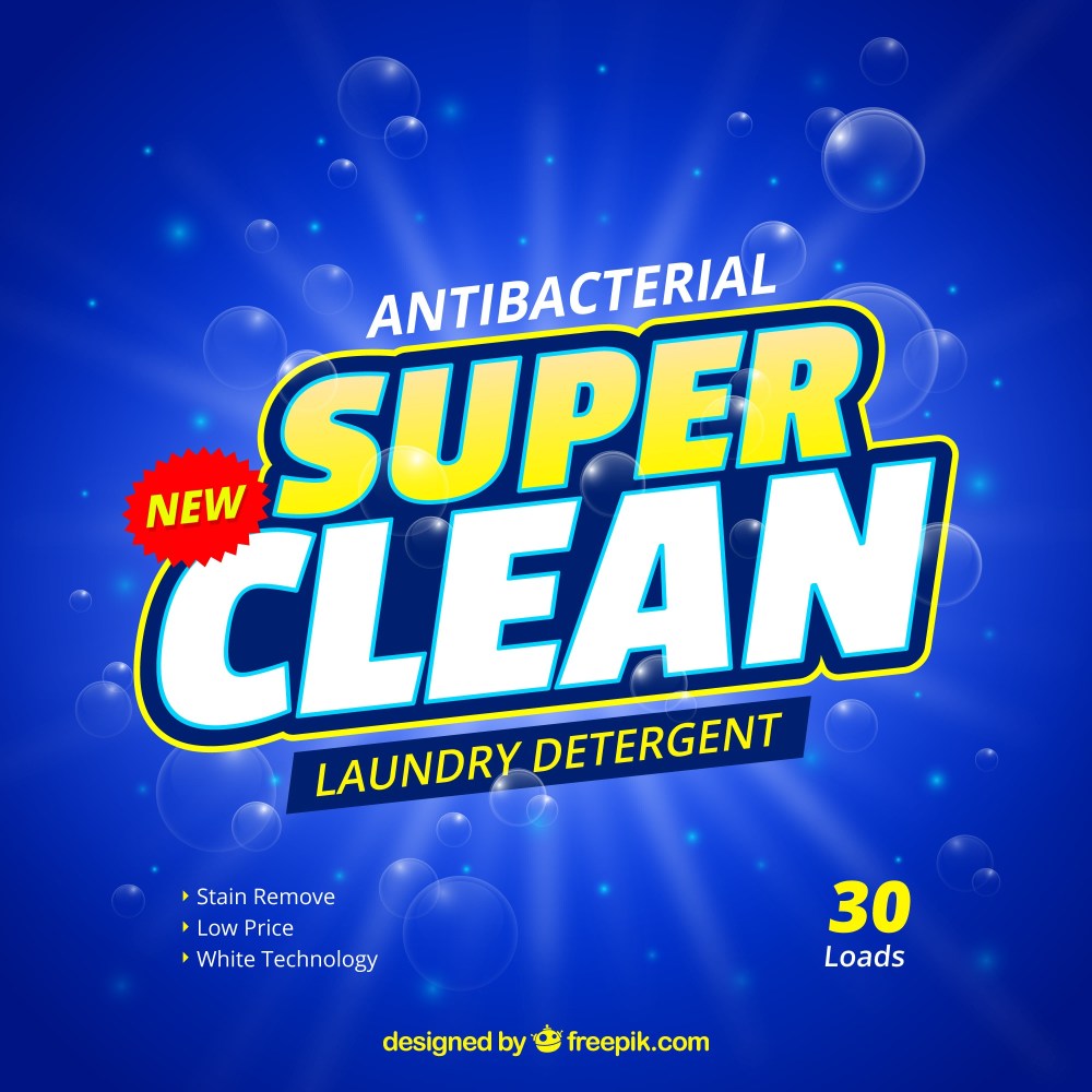 Blue background of antibacterial detergent