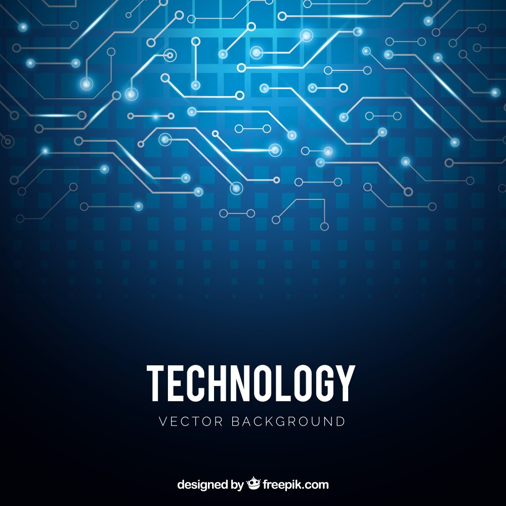 Blue background with circuit lines