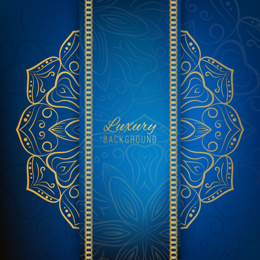 Blue background with golden mandala design