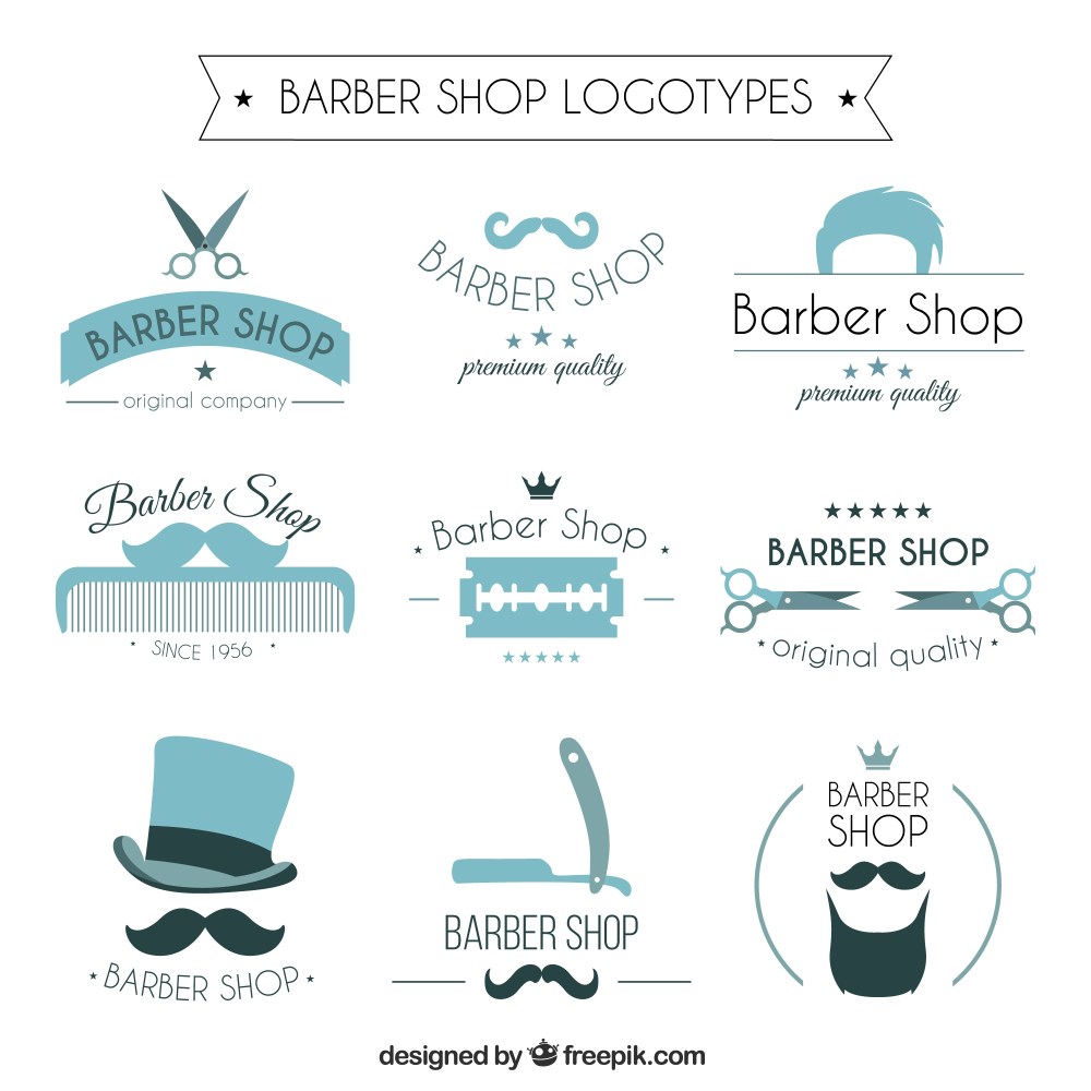 Blue barber shop logos 