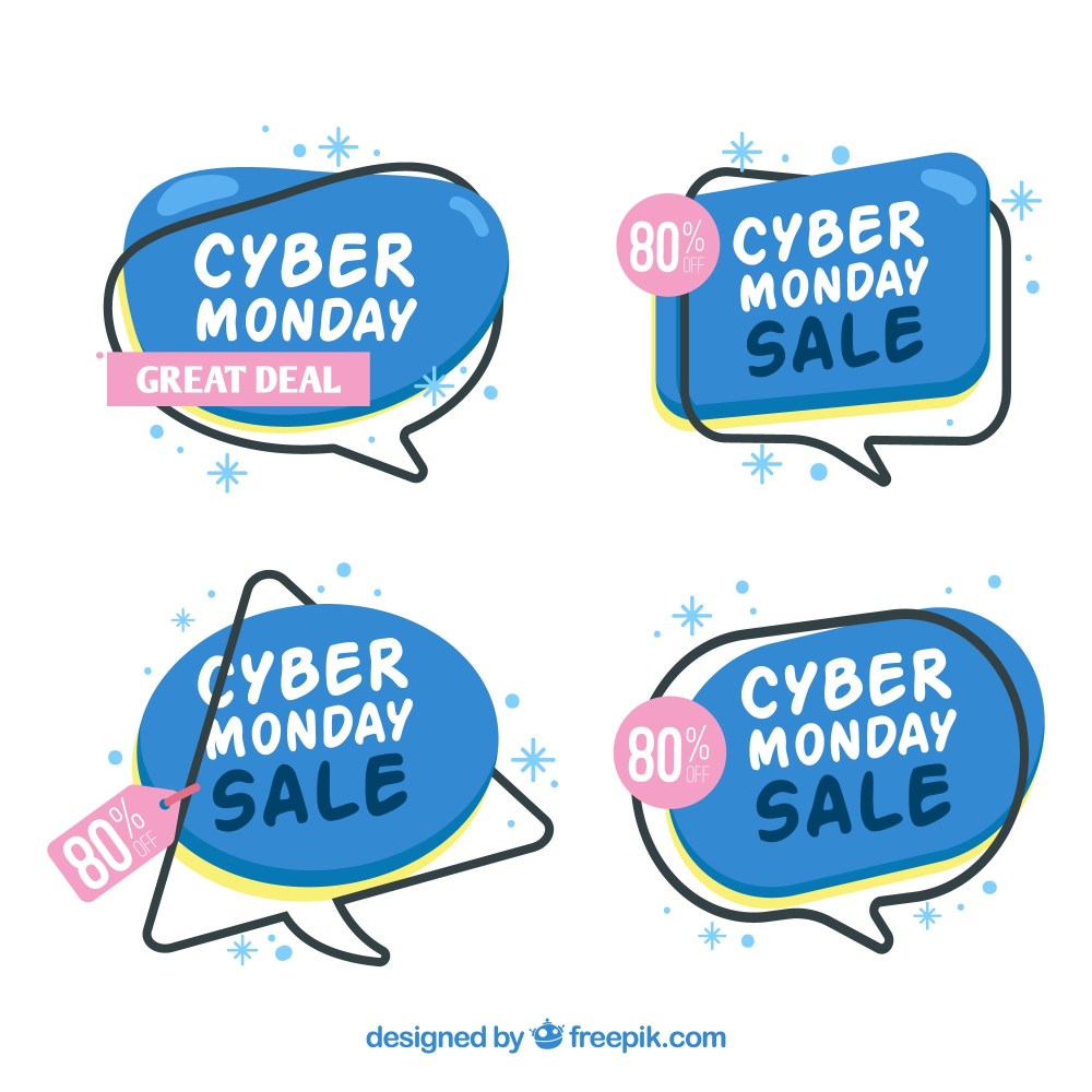 Blue cyber monday badges