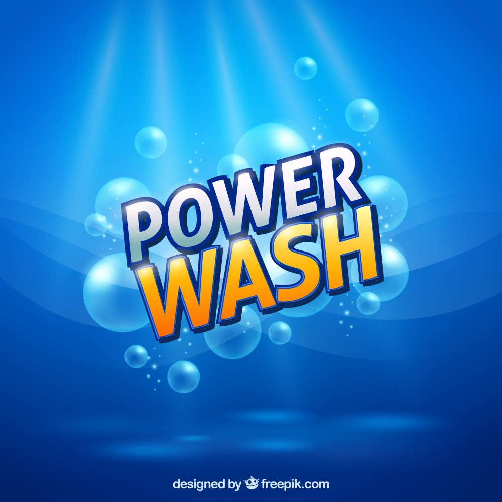 Blue detergent background with bubbles