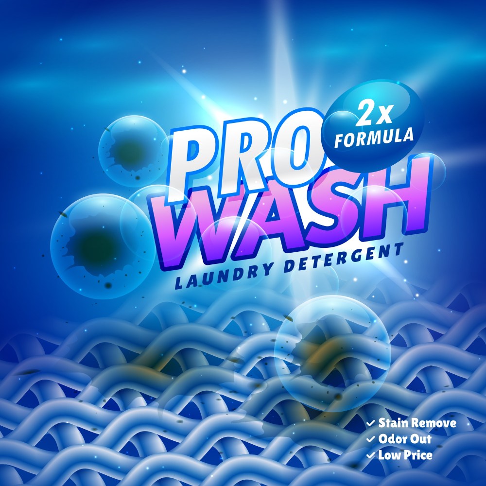 Blue detergent template with fiber