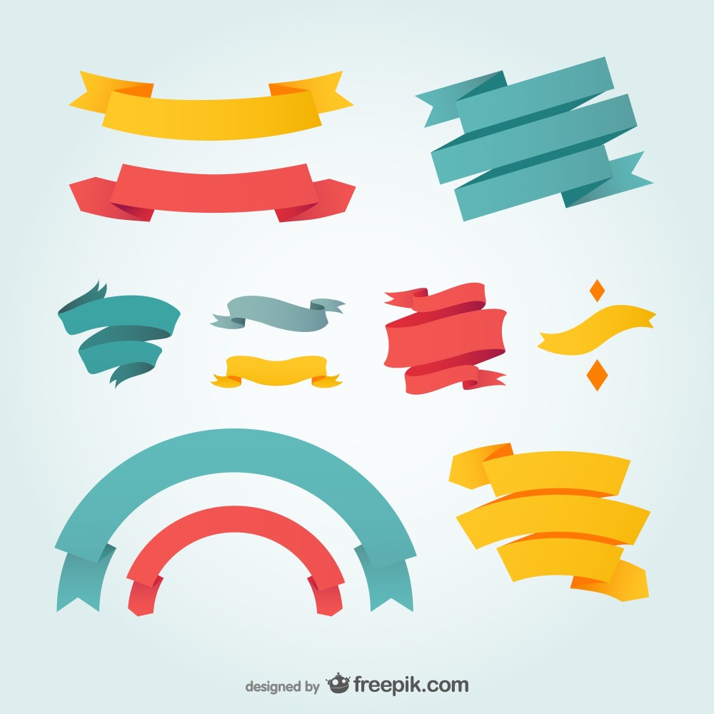 Blue, red and yellow ribbons