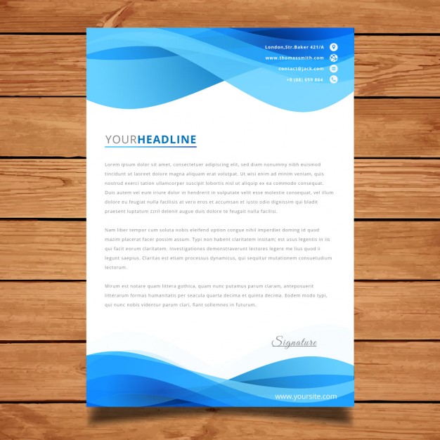 Blue wavy brochure design template