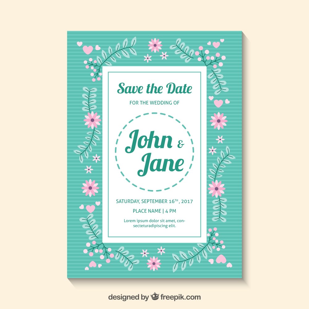 Blue wedding card design