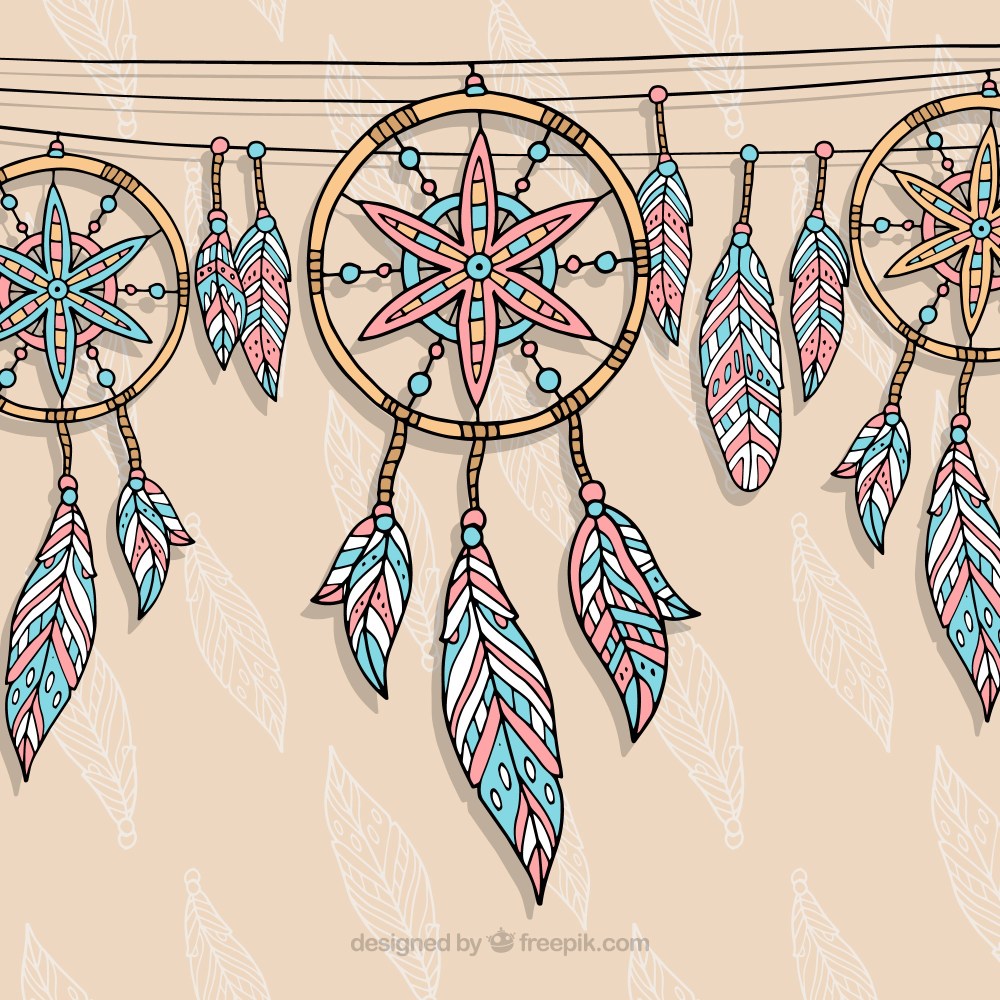 Boho background with hippie elements