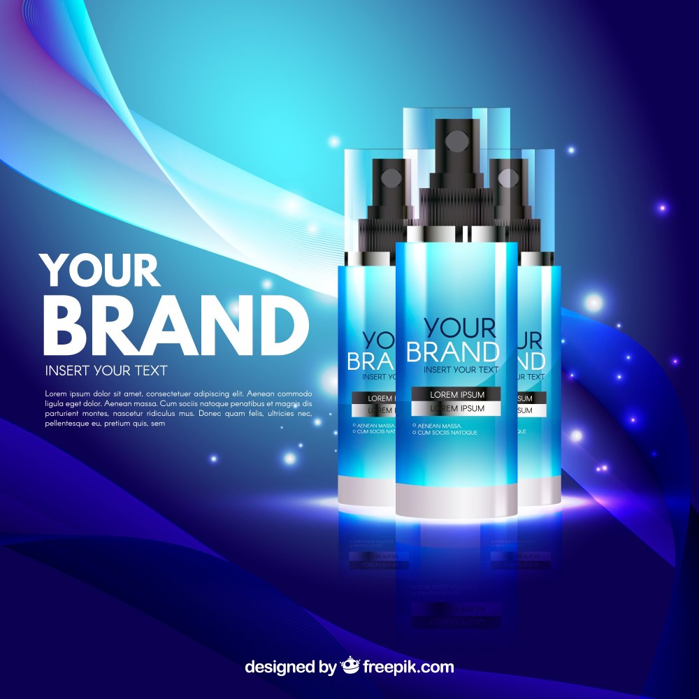 Bright background of various cosmetics