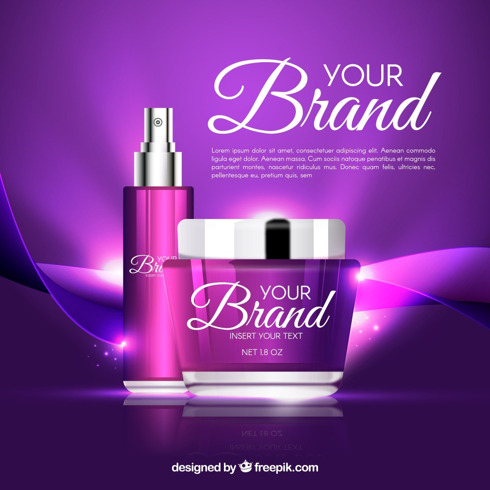 Bright purple cosmetics background