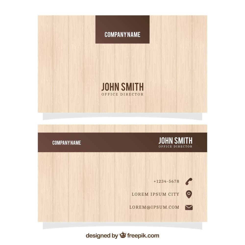 Business card with wood texture