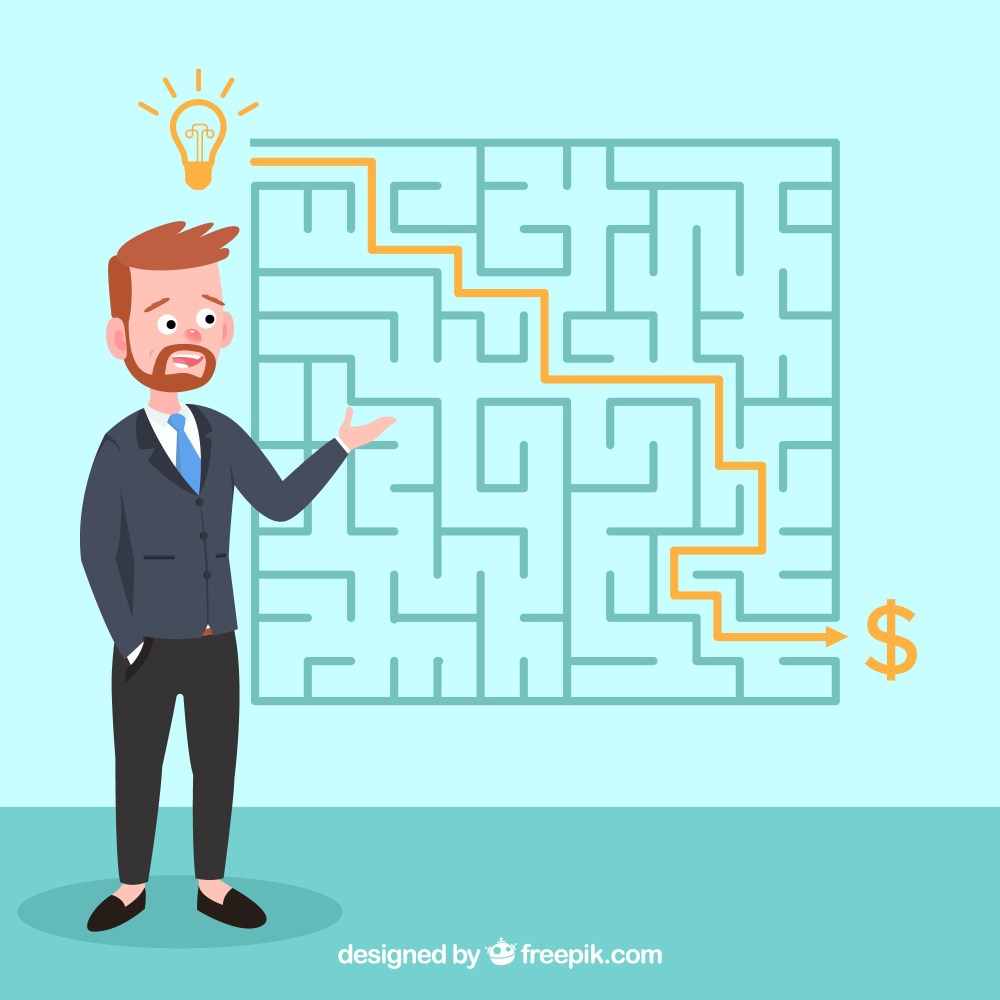 Business concept with flat labyrinth