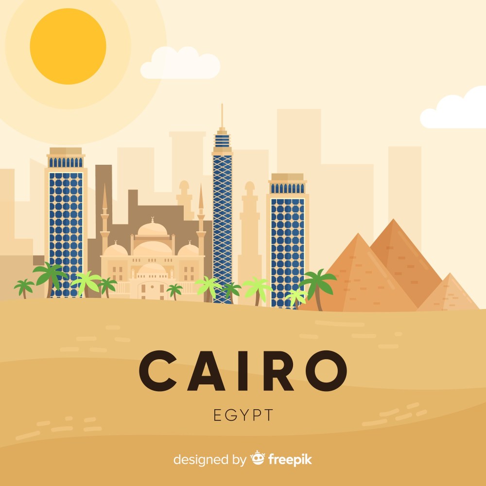 Cairo skyline composition with flat design