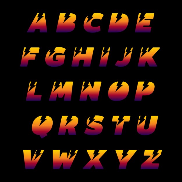 Capital letters alphabet with bolts