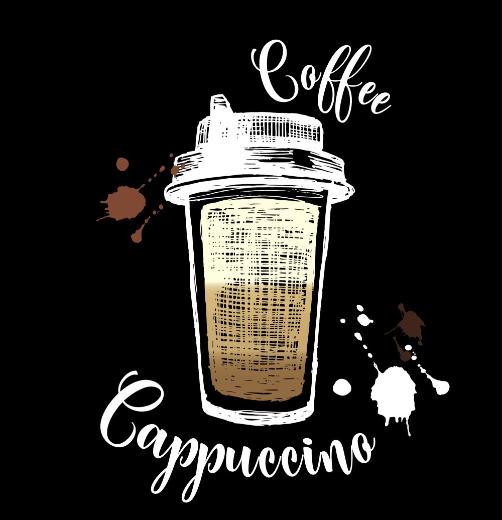 Cappuccino illustration in chalk style