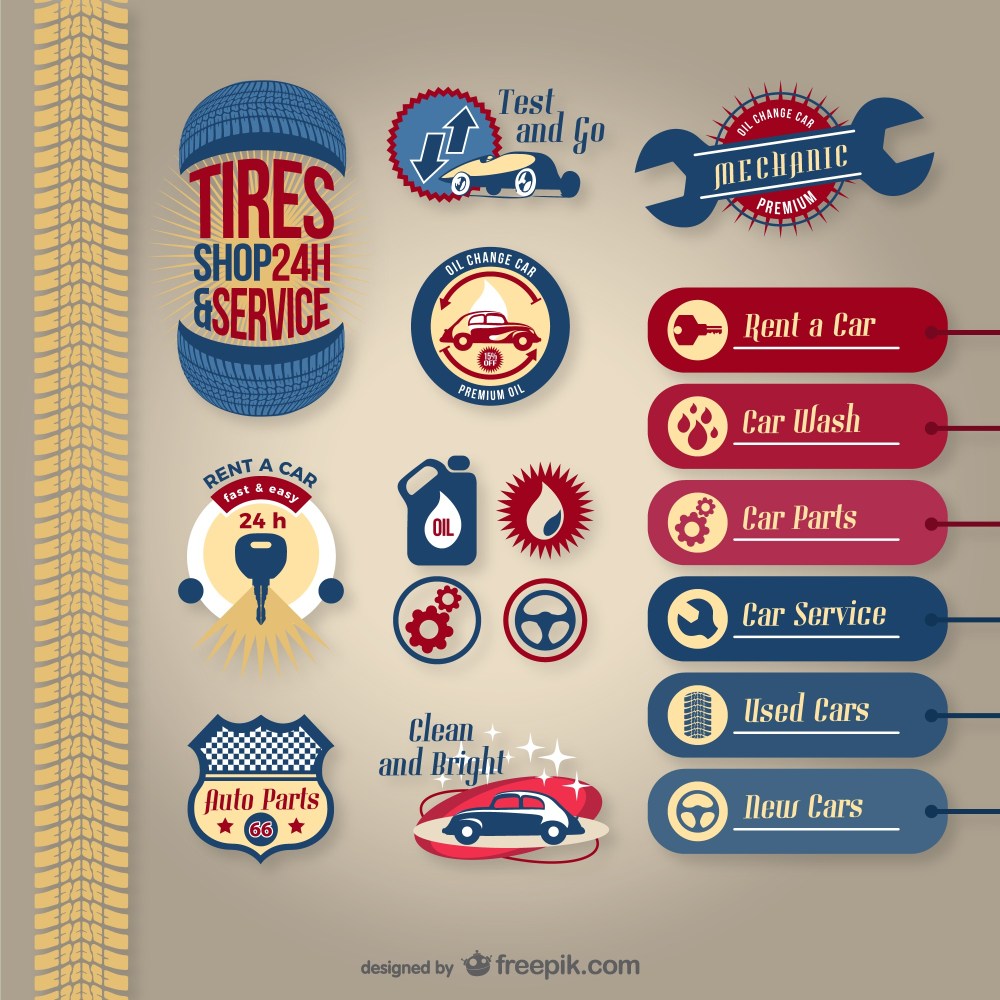 Car service labels collection