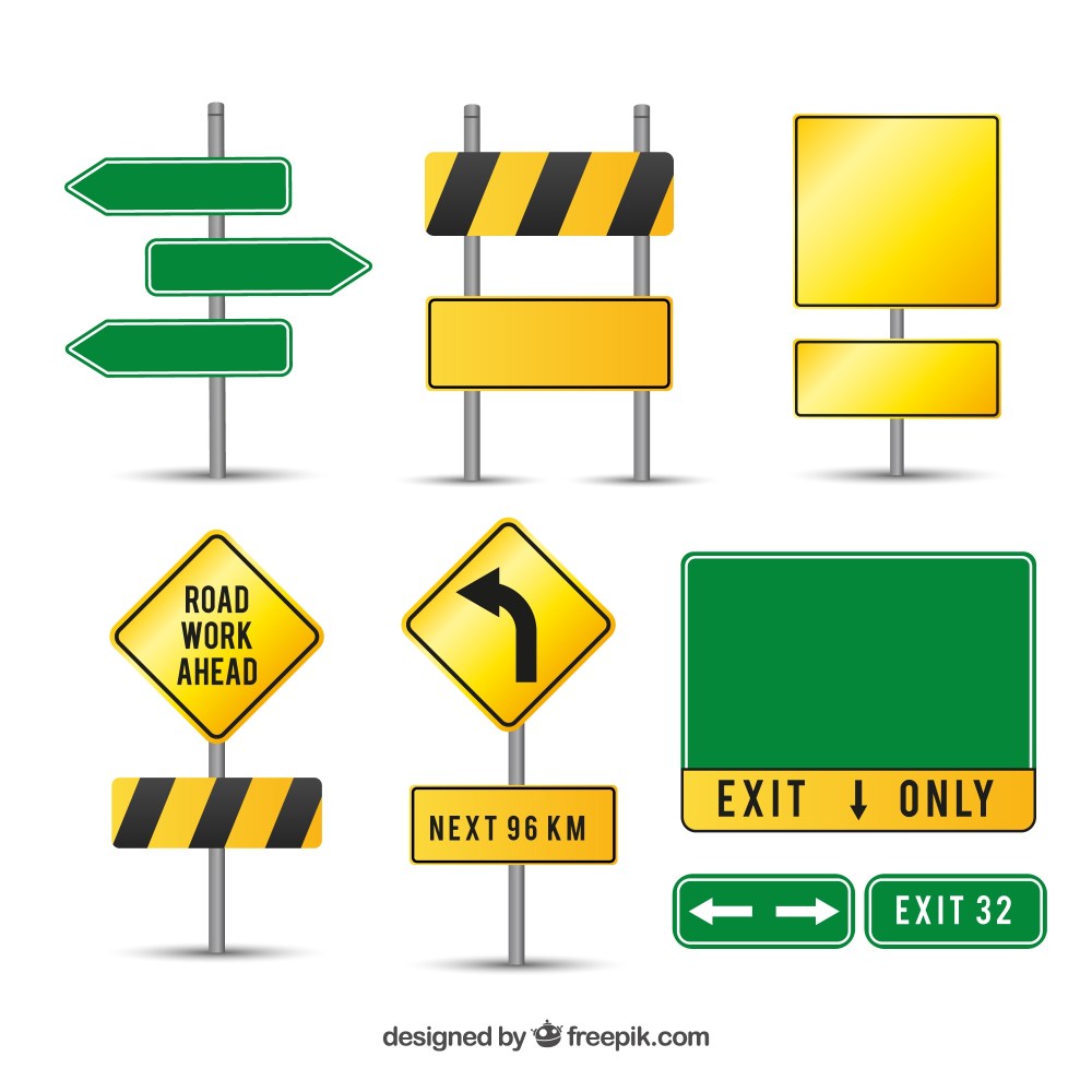 Caution road signs