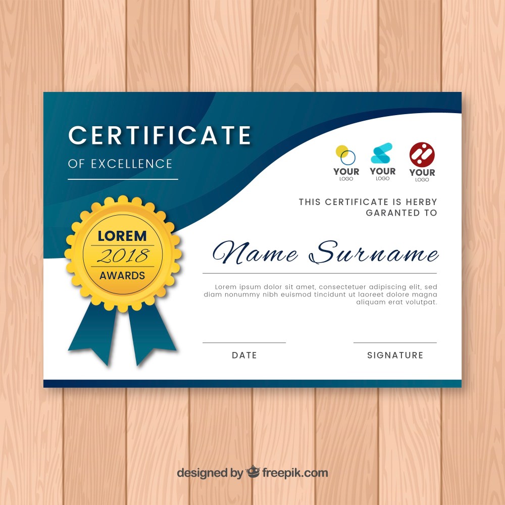 Certificate template with flat shapes