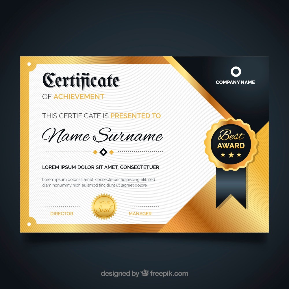 Certificate template with golden color