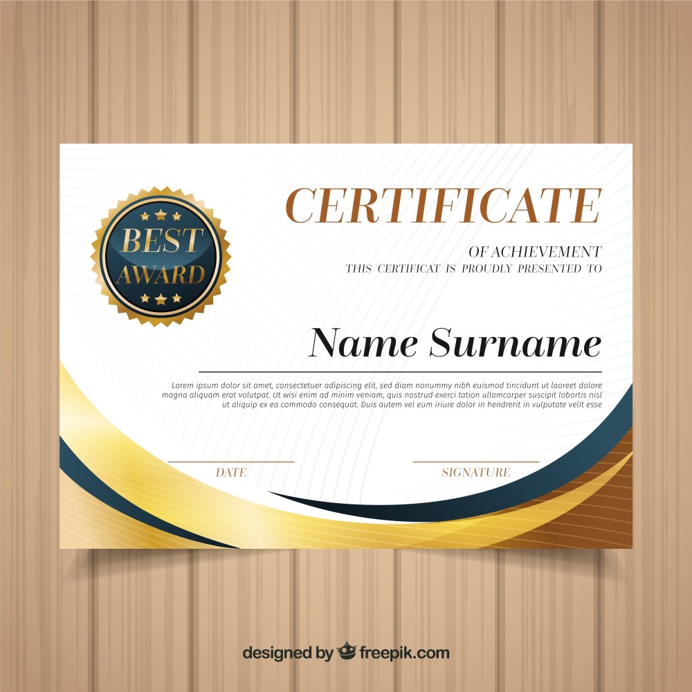 Certificate template with golden color