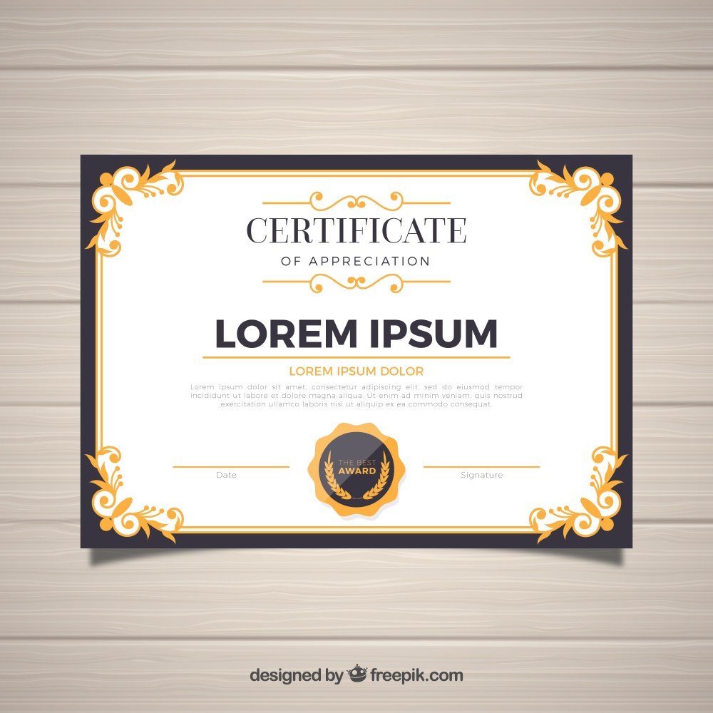 Certificate template with ornamental border