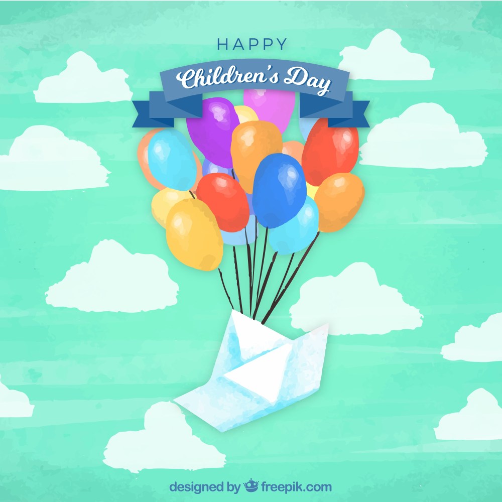 Childrens day vector with globes