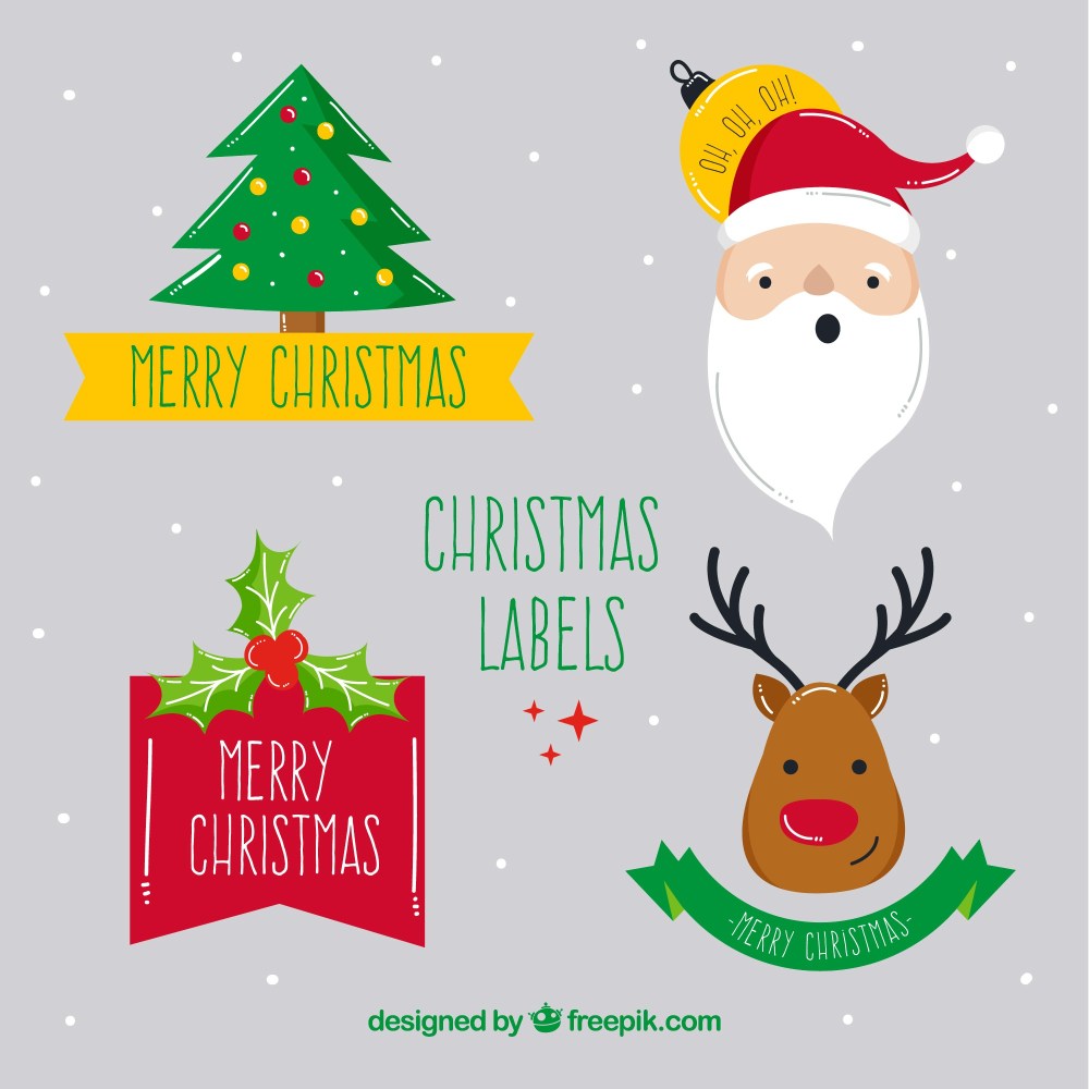Christmas label collection with fun style