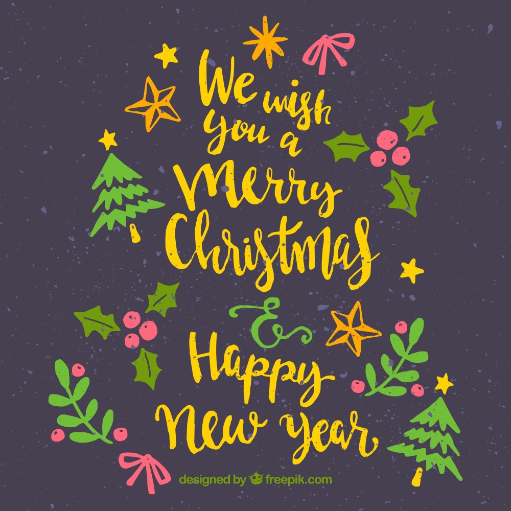 Christmas lettering with floral elements