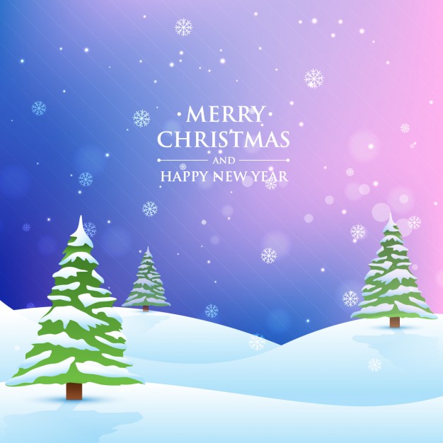 christmas tree on snowy background