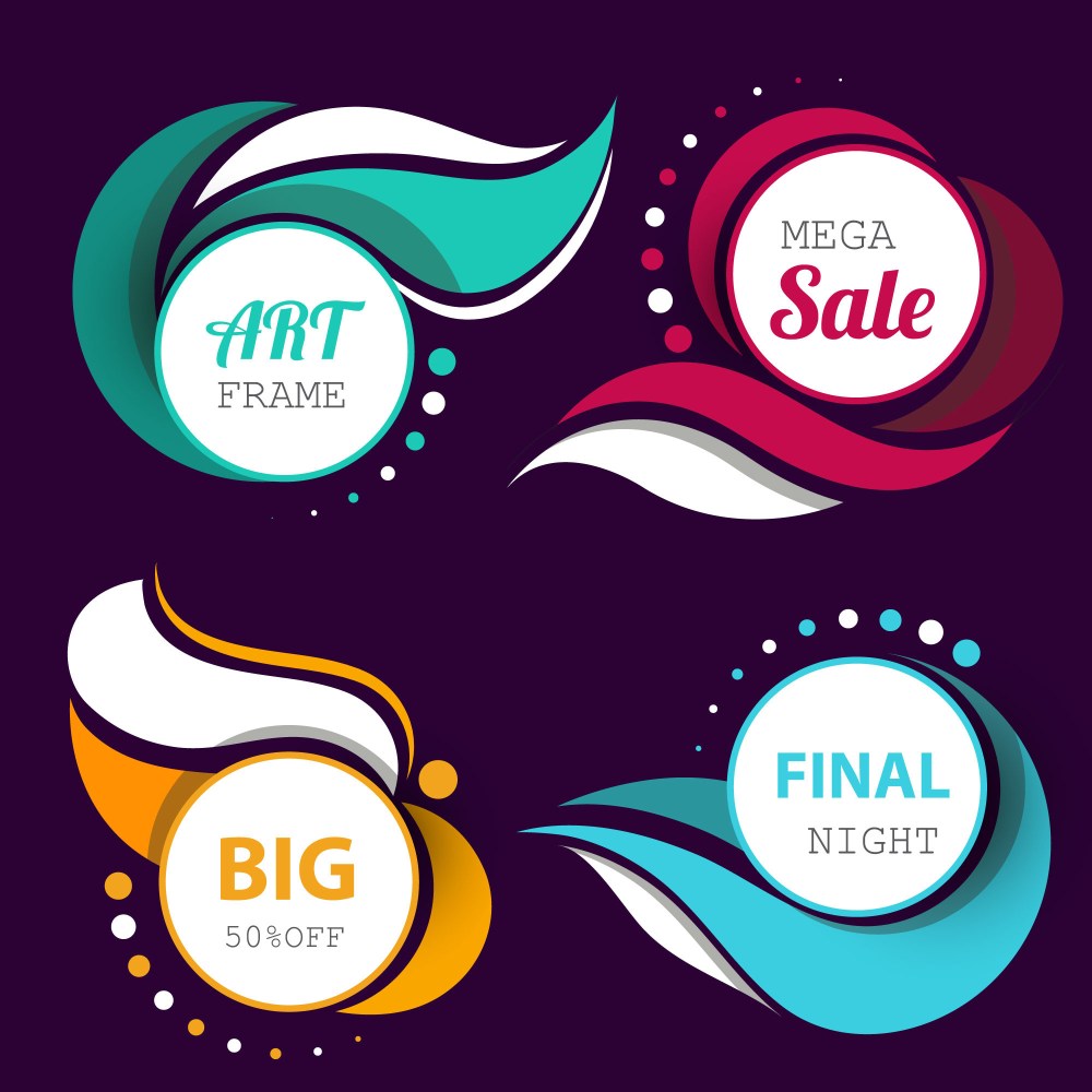 circular banners with wavy detailed