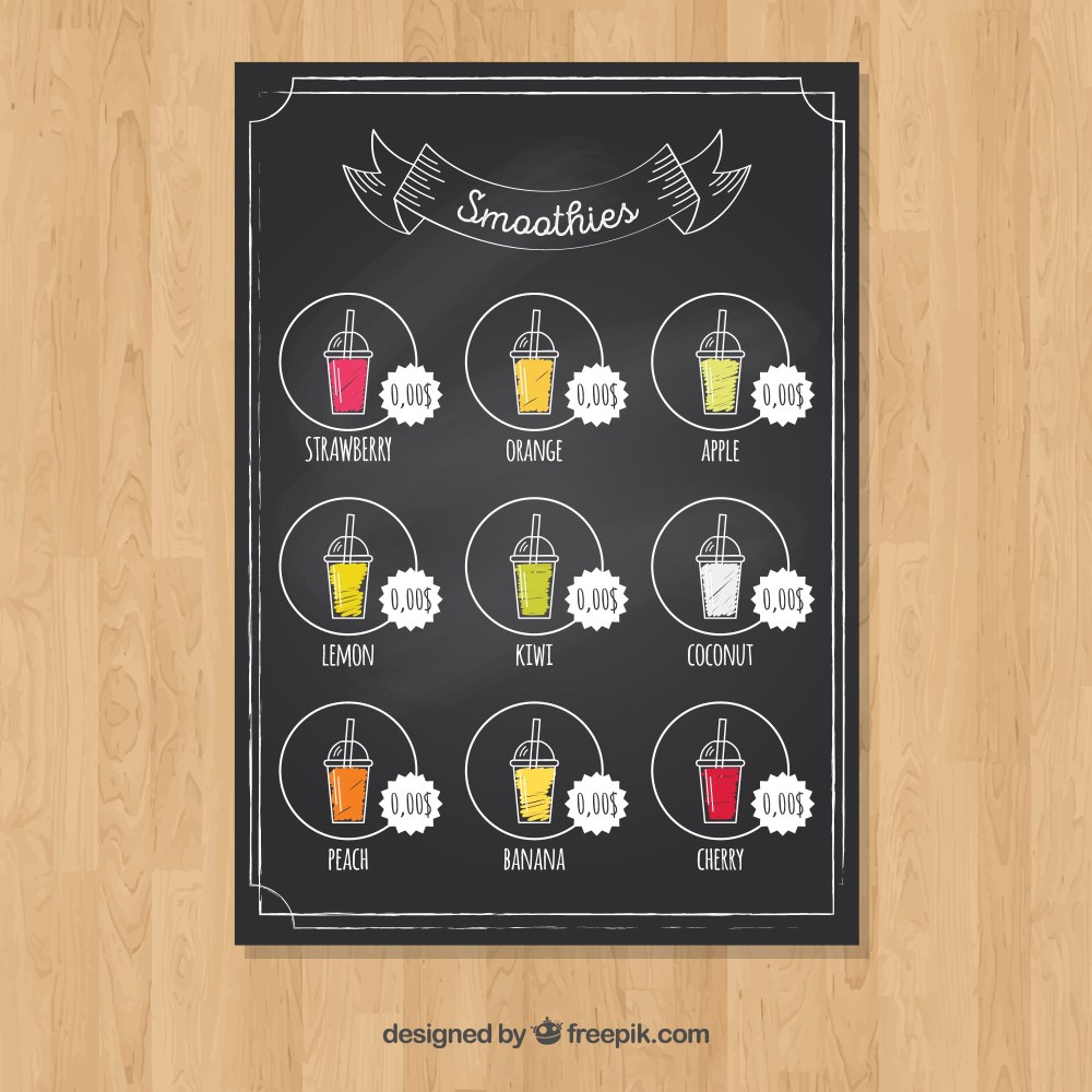 Cocktail menu on chalkboard
