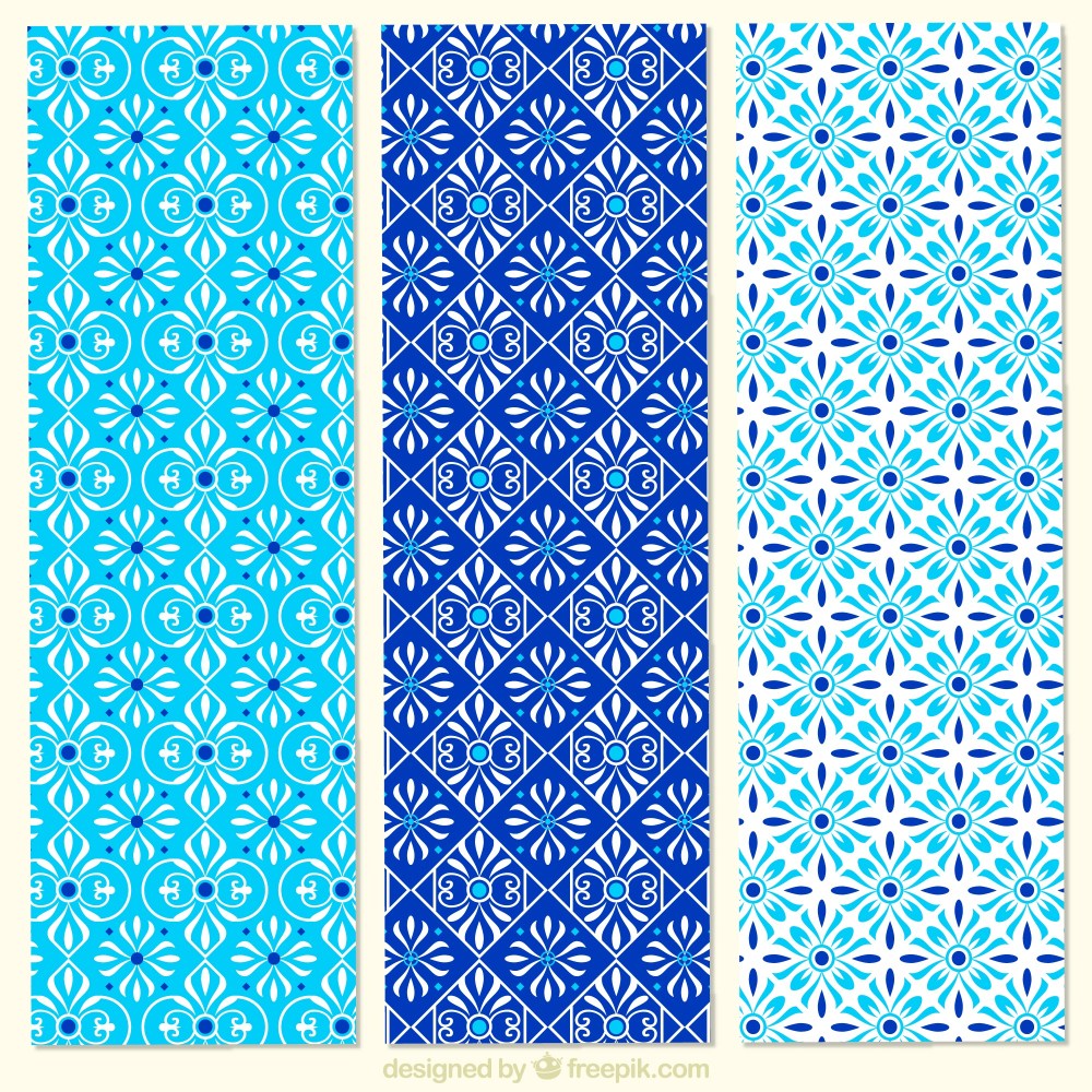 Collection of blue floral patterns