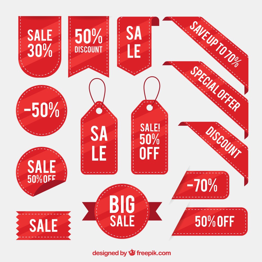 Collection of discount stickers