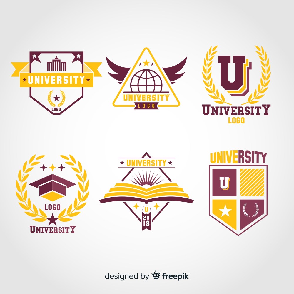 Collection of flat university logos