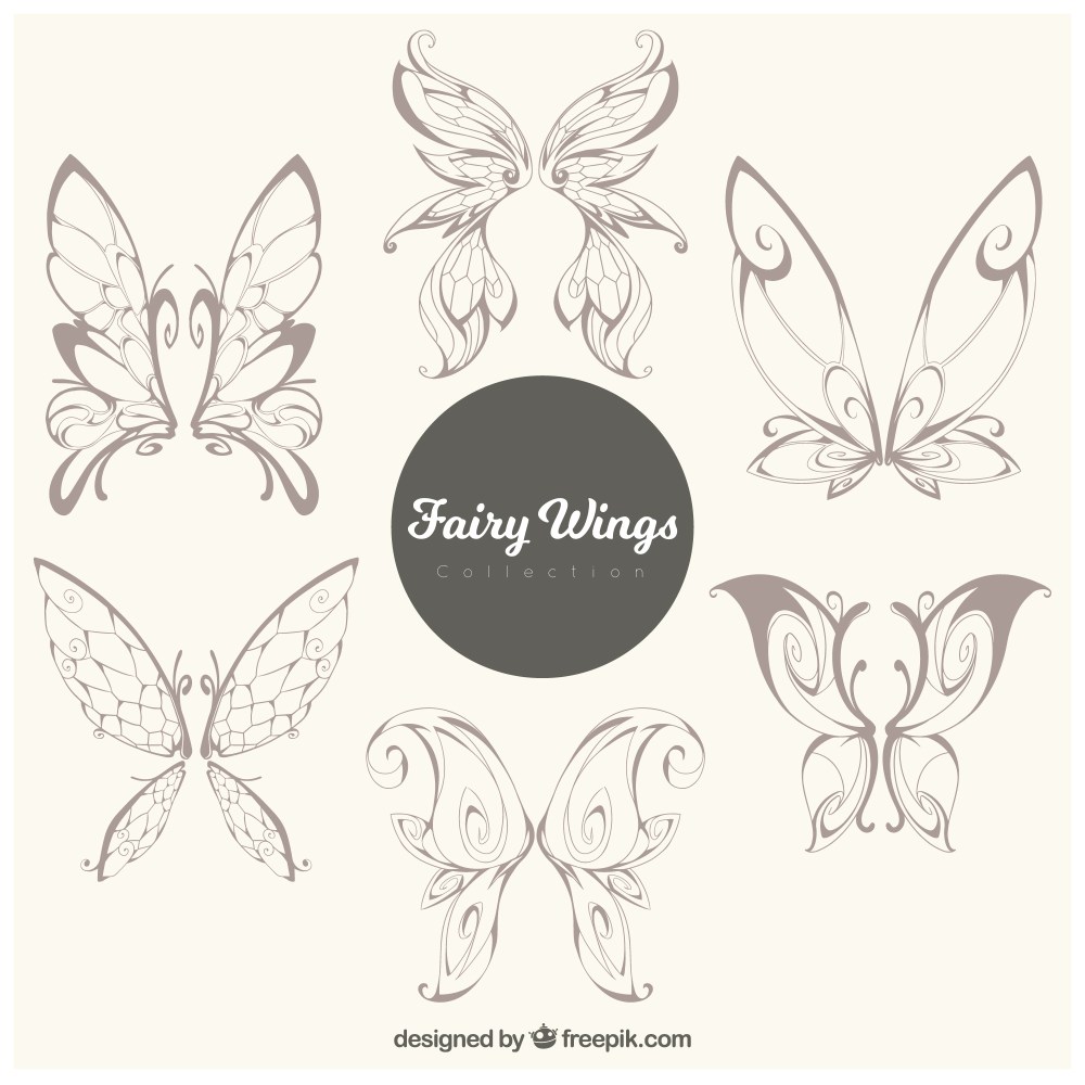 Collection of hand-drawn butterflies