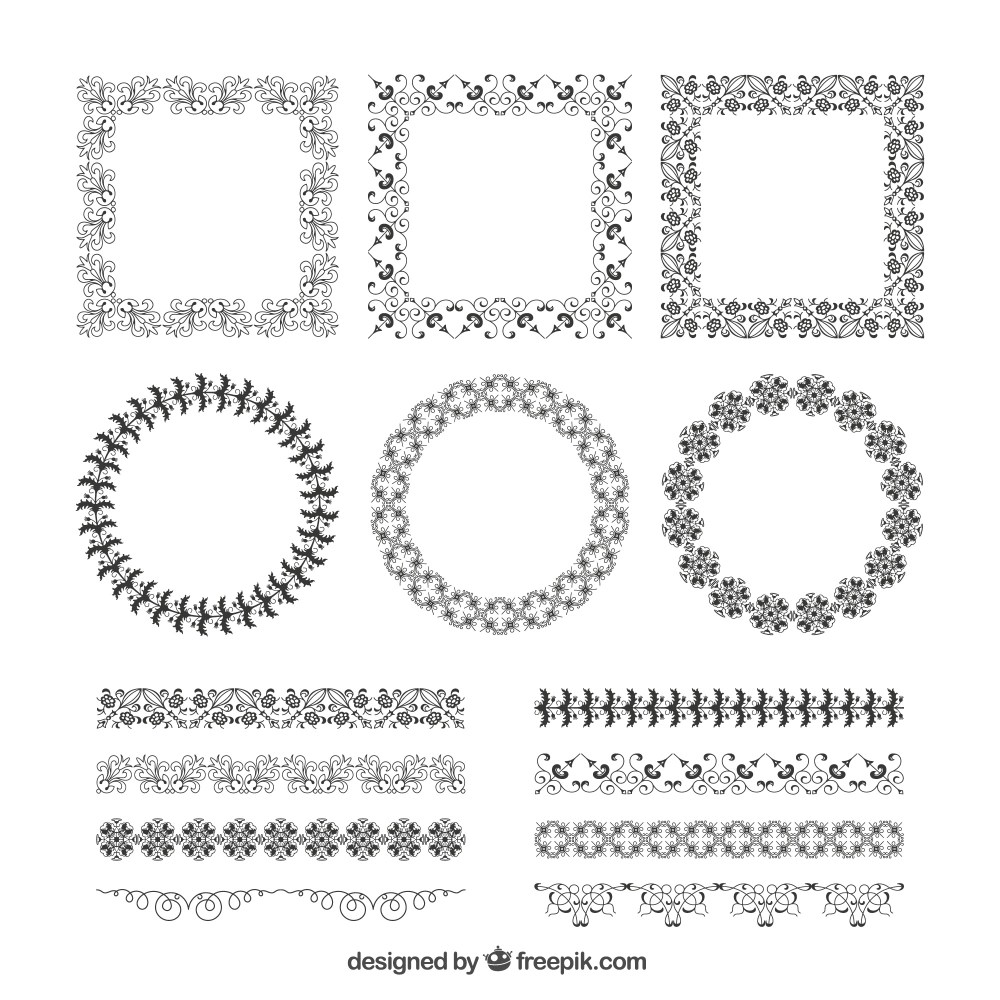 Collection of ornamental brush and border