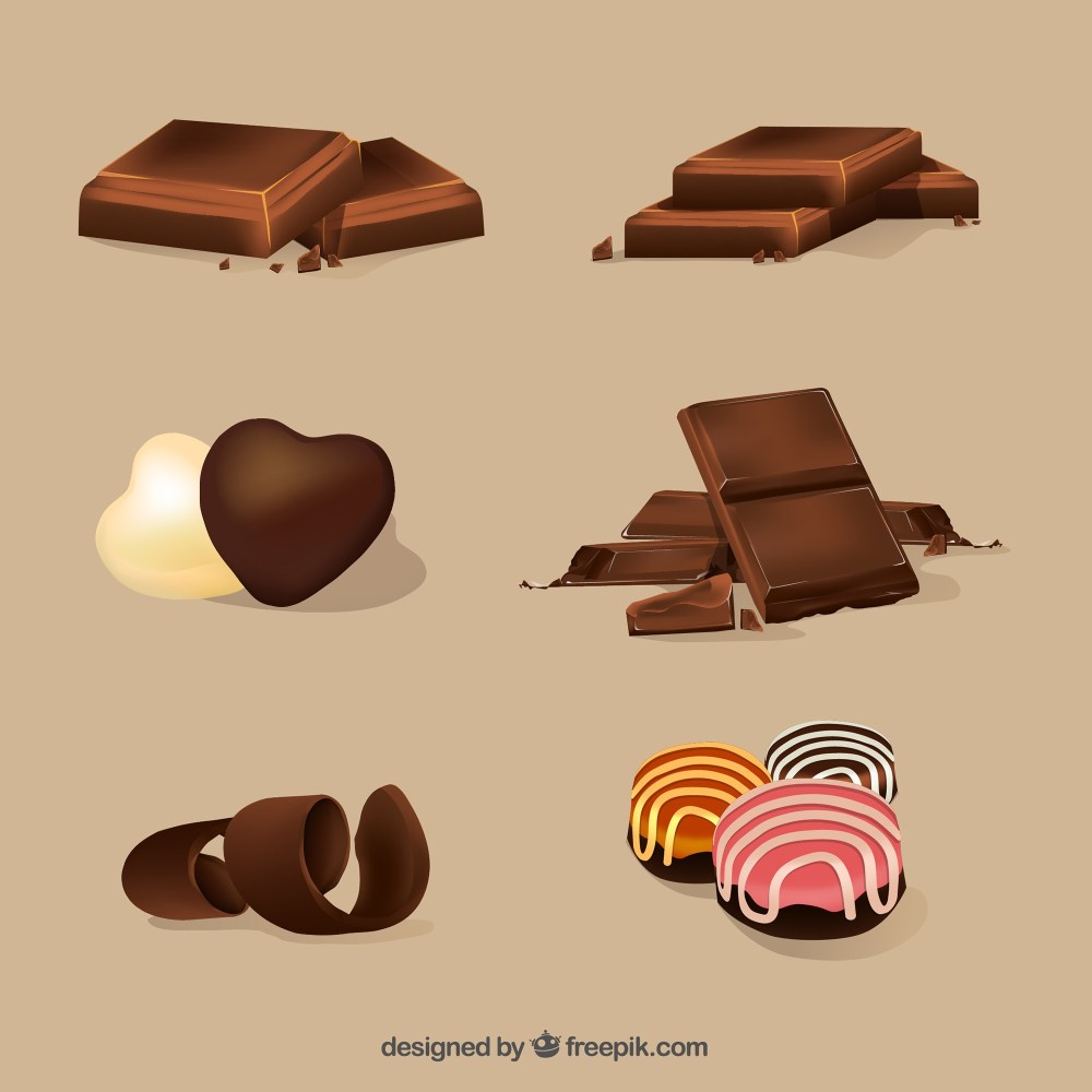 Collection of realistic chocolate bars