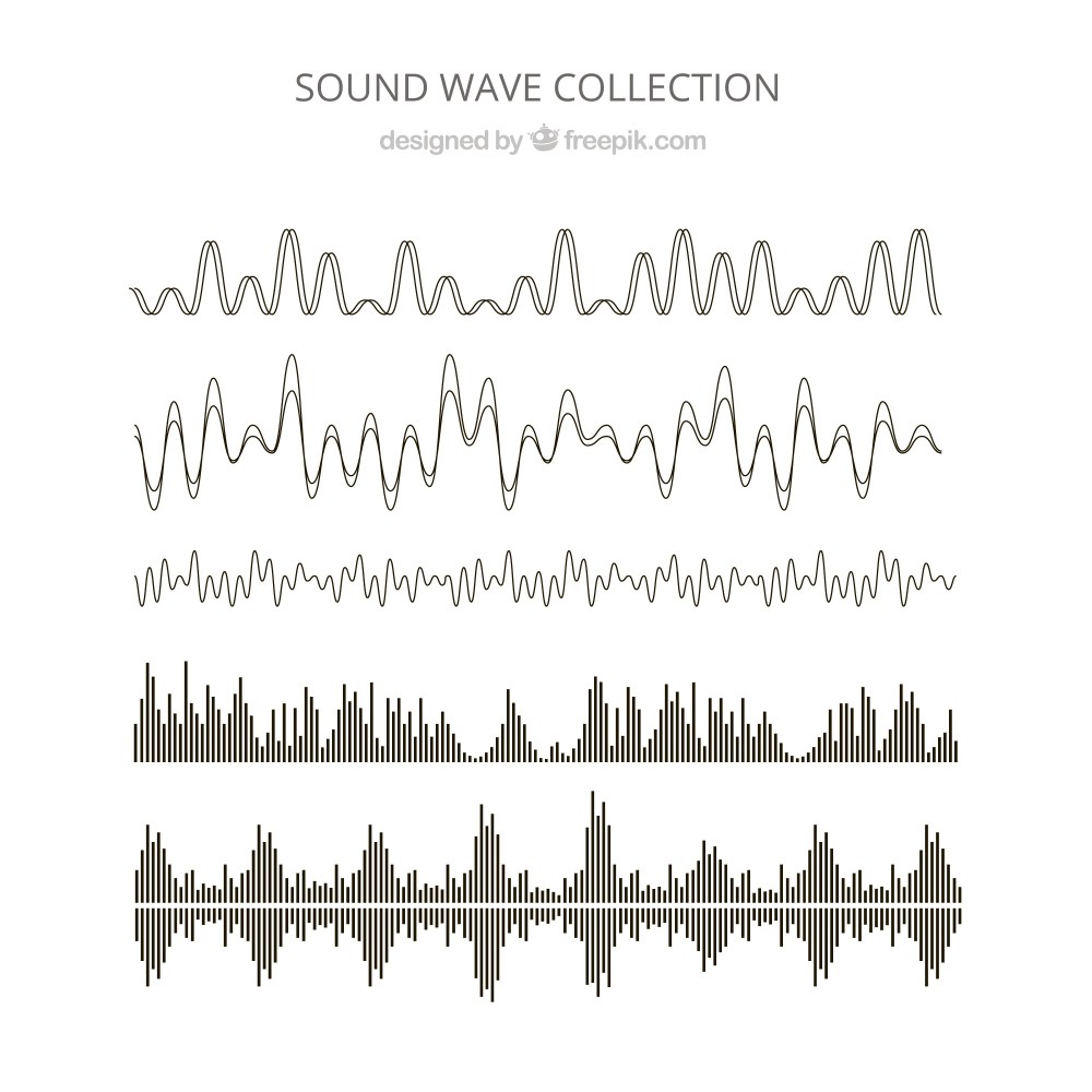 Collection of six abstract sound waves
