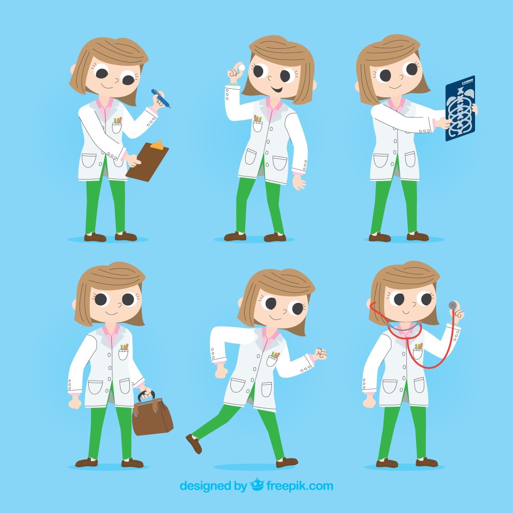 Collection of six female doctor characters
