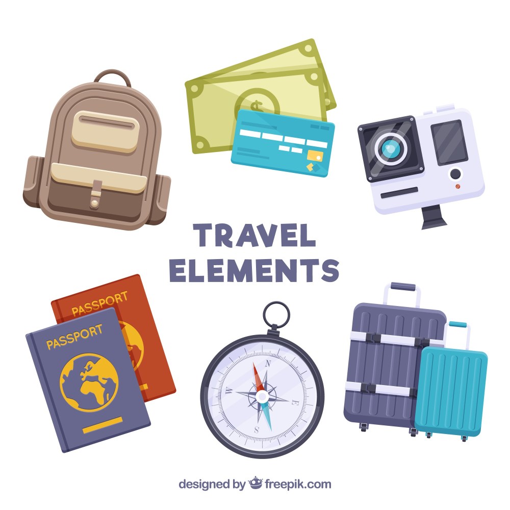 Collection of six travel elements