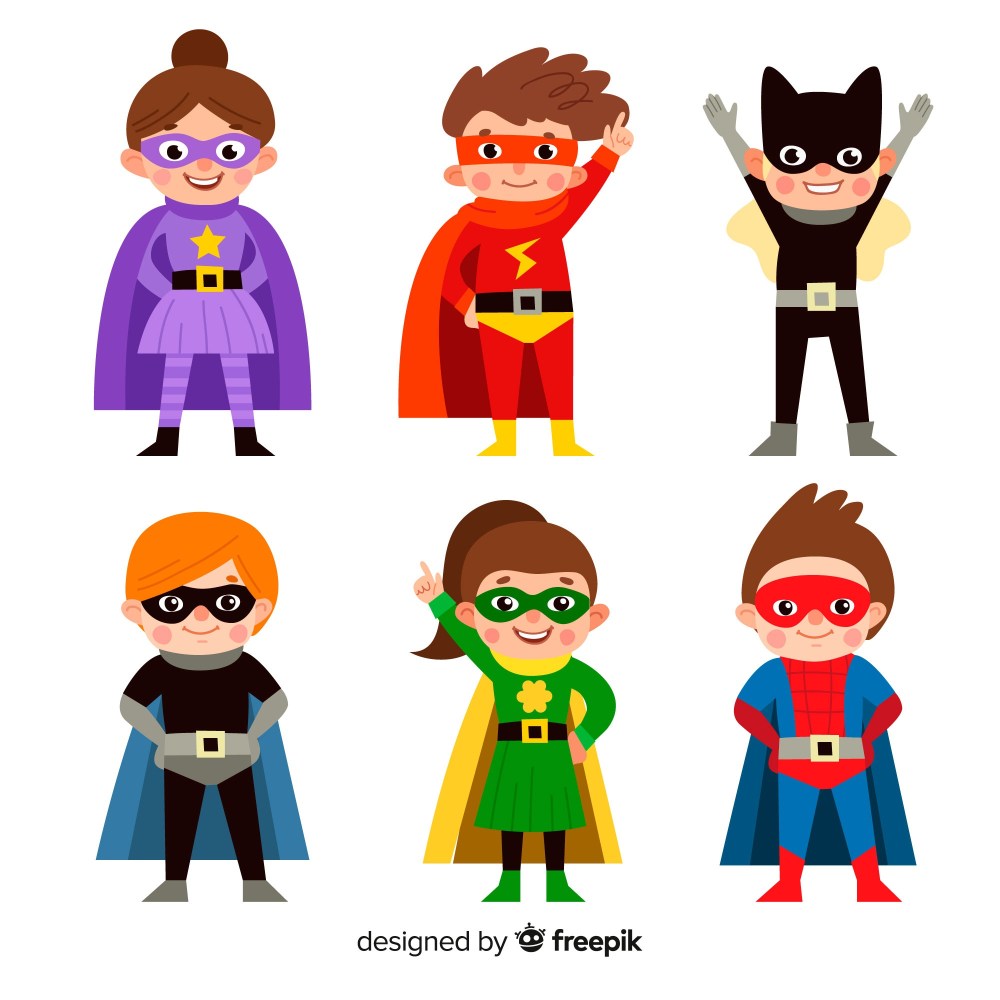 Collection of superhero kids