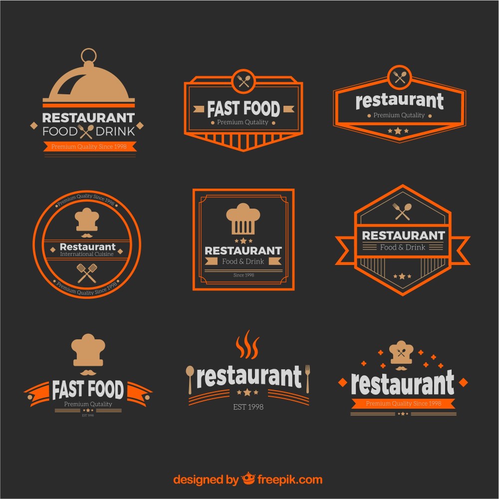 Collection of vintage restaurant logos