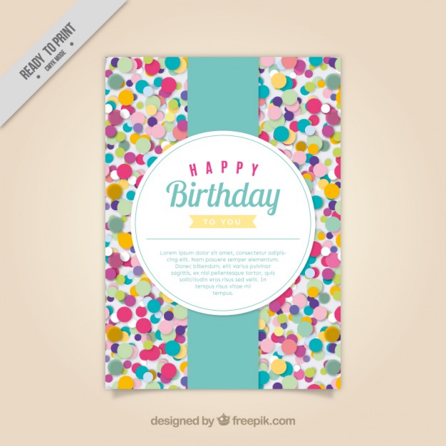 Colored confetti birthday card