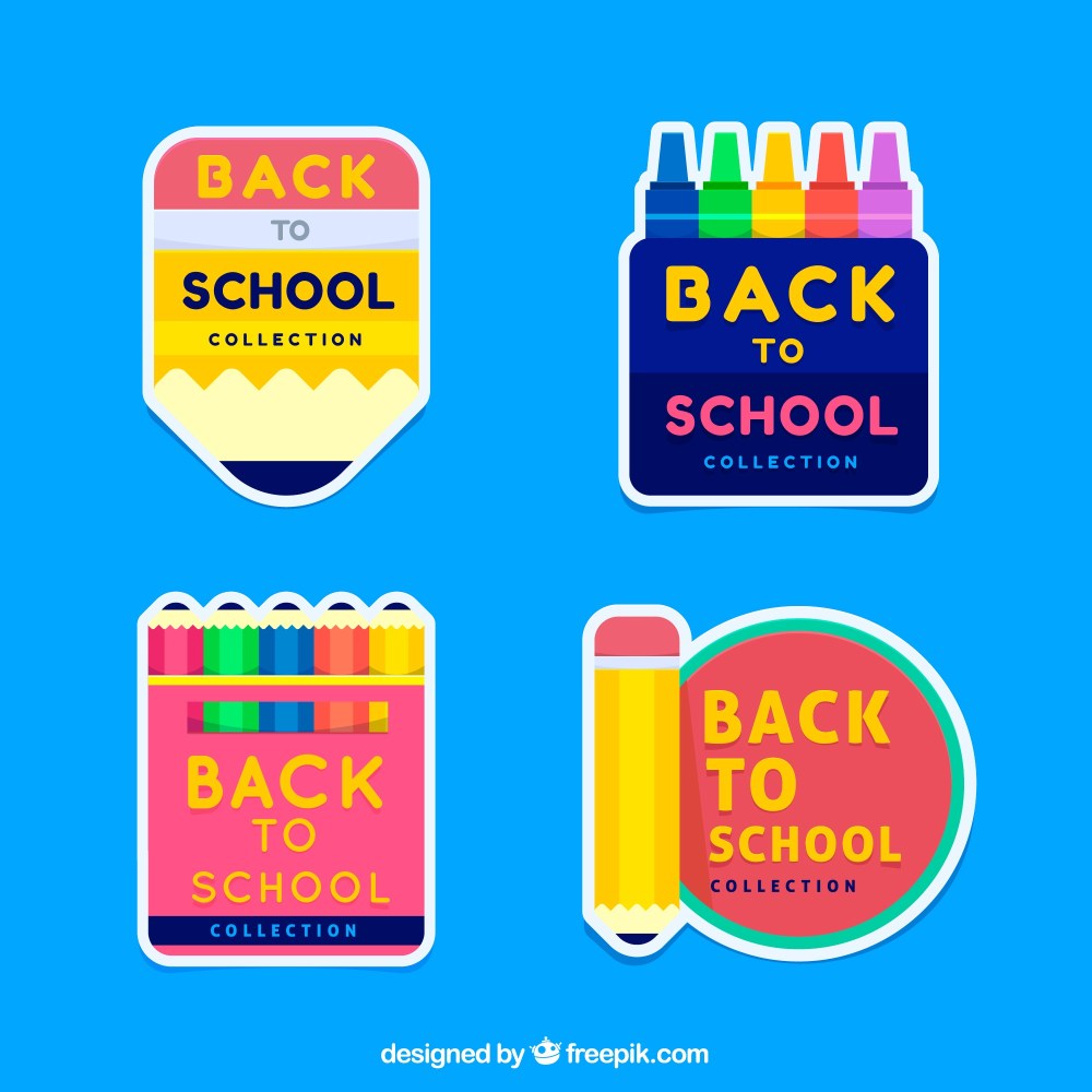 Colorful back to school label collection