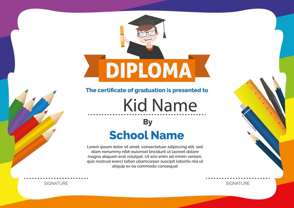 Colorful children's diploma template