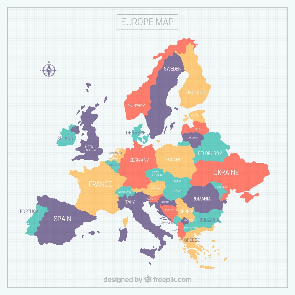 Colorful europe map