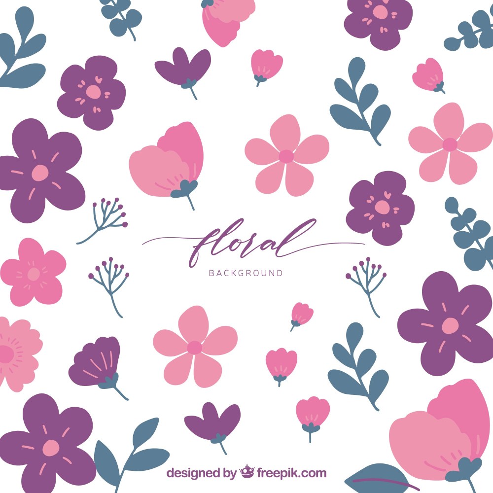 Colorful floral background in flat style