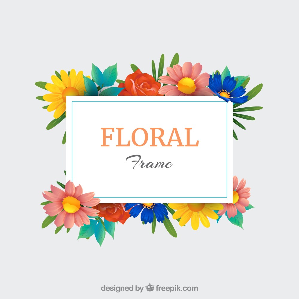 Colorful floral frame with realistic style